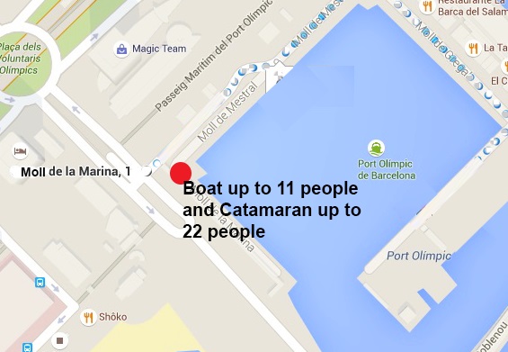 Large boat location for boats up to 11 pax and Catamaran up to 22 passengers