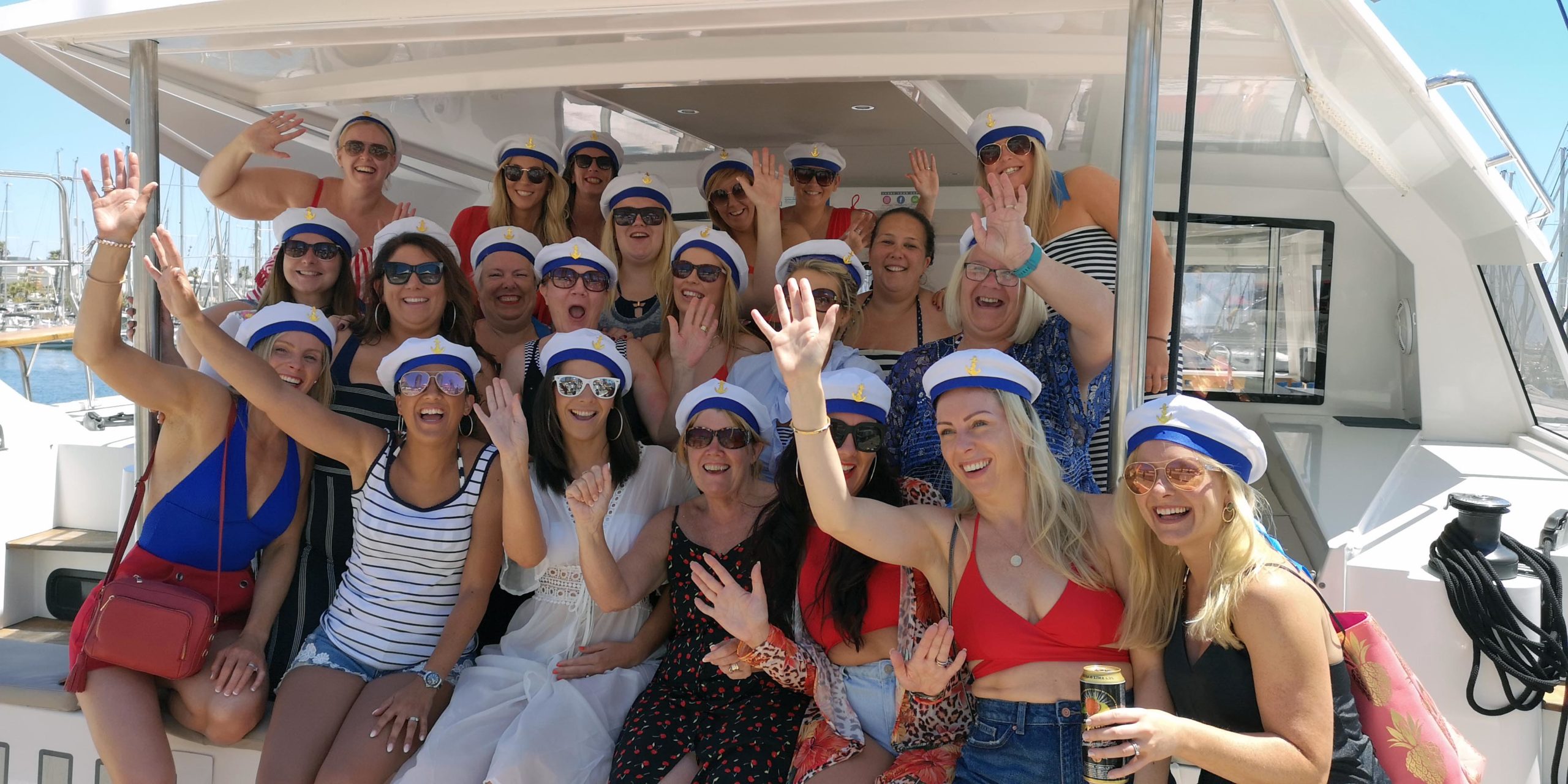 Girls sailing hen boat tours party in Barcelona